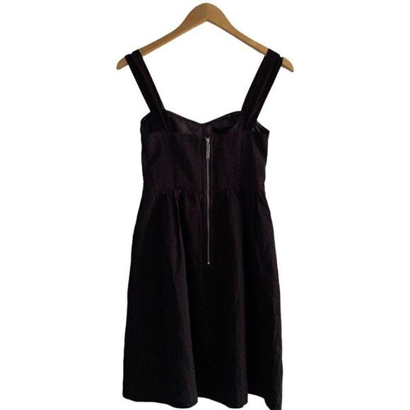 KENZIE A Line Sweetheart Neckline Black Textured Mini Dress with Straps US M - Picture 2 of 9